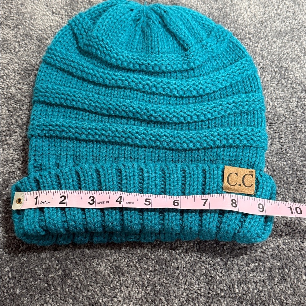 C.C Teal Knit Slouchy Beanie Hat One Size - Picture 3 of 5